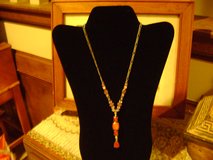 Gorgeous "Y" Necklace & Matching Earrings - Pink/Apricot Gemstones in Conroe, Texas